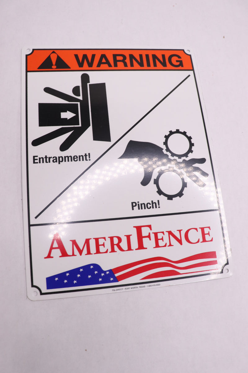Amerifence Pinch Point Screw-On Warning Sign 6" X 8"
