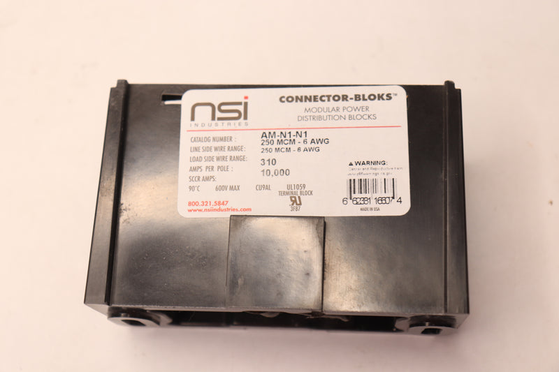 (3-Pk) NSI Power Distributor Block Aluminum/Polyester 120V 10,000A AM-N1-N1