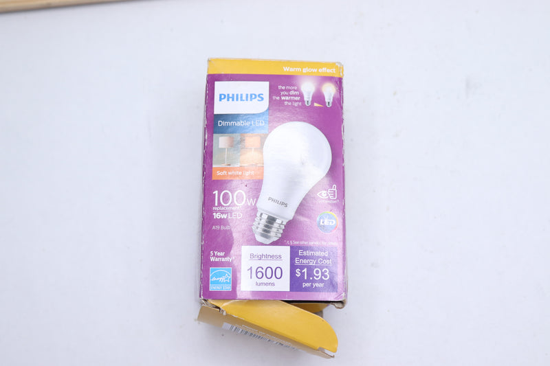 Philips Bulb Dimmable Warm Glow 1600LM A19 16W LED 120V