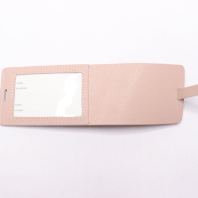 Away Luggage Tag Pebbled Leather Removable Address Card Petal