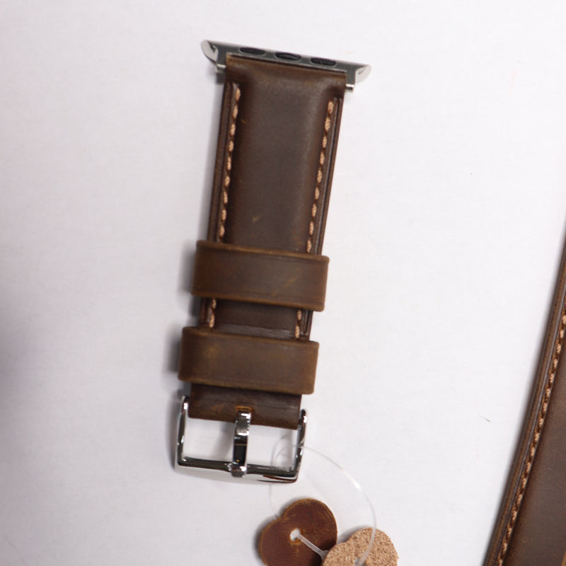 Edimans Leather Bands Compatible for Apple Watch Soft Vintage Brown 2mm 44mm 45m