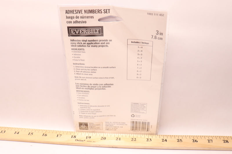 Everbilt Self-Adhesive Number Set Vinyl Black/White 3" 1003 111 452