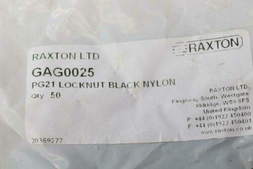(50-Pk) Raxton Lock Nut Nylon Black PG-21 GAG0025