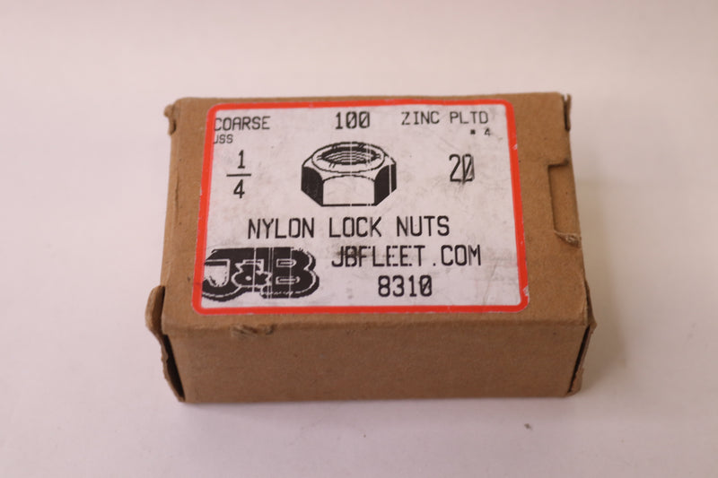 (100-Pk) J&B Lock Nuts Nylon Zinc Plated 1/4" 8310