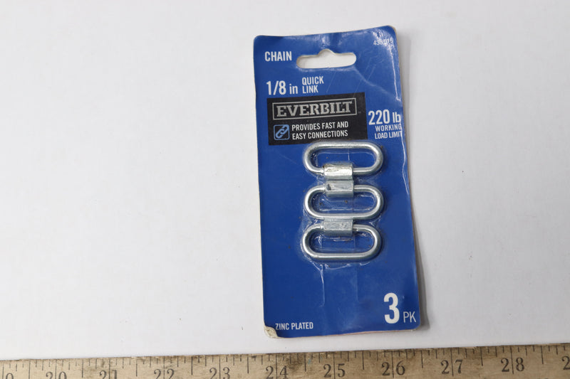 3-Pack Everbilt Zinc-Plated Quick Link 1/8" 436518