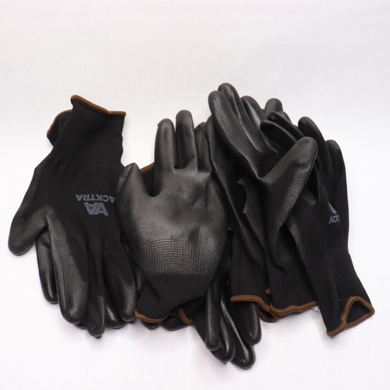 (5-Pair) Acktra Safety Work Gloves Black Polyurethane Coated Medium WG002
