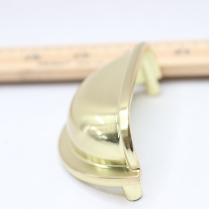 Cosmas Cabinet Hardware Drawer Cup Pull Brushed Brass 3" Hole Centers