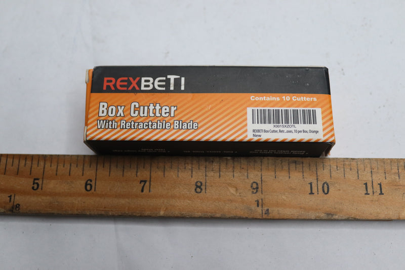 (10-Pk) Rexbeti Box Cutter with Retractable Blade Orange REX001