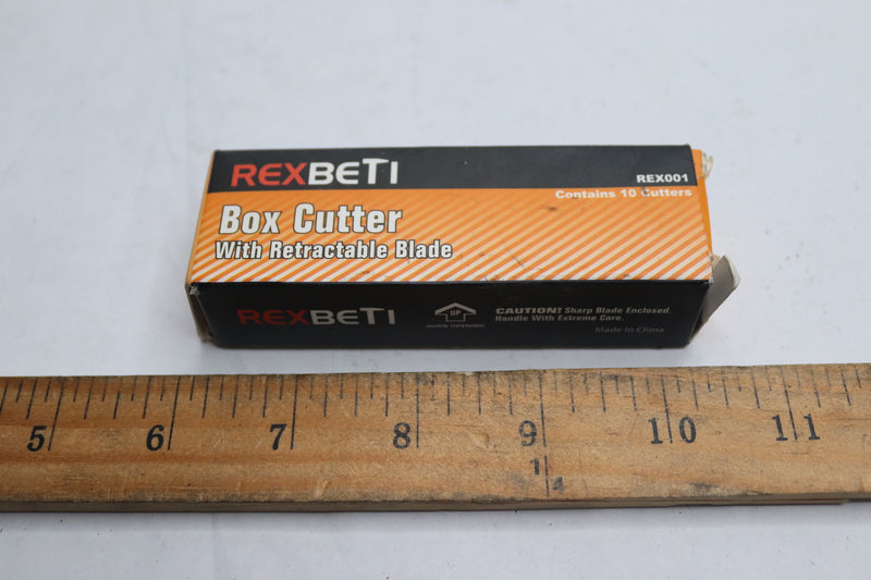 (10-Pk) Rexbeti Box Cutter with Retractable Blade Orange REX001