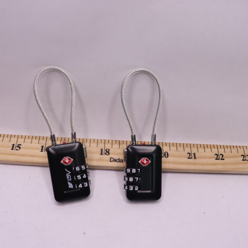 (2-Pk) Luggage Travel Lock Set-Your-Own Combination Black