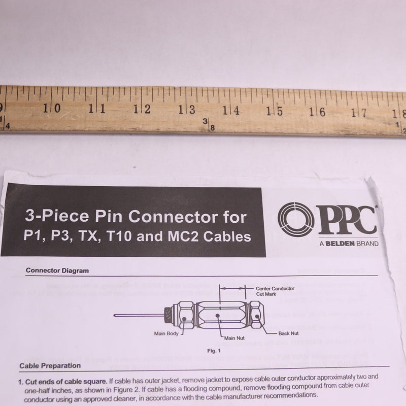 Belden Three-Piece Pin Connector For P1, P3, TX, T10 and MC2 Cables