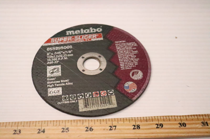 Metabo Cutting Wheel Aluminum Oxide 60 Grit 6" Dia .045" Thick 7/8" Arbor