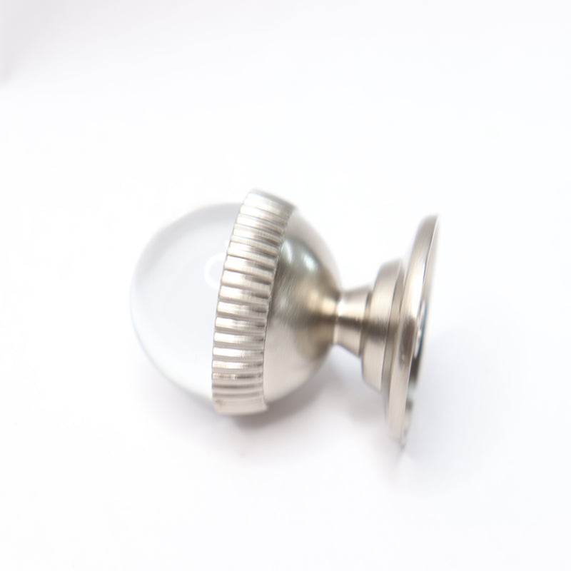 Liberty Round Cabinet Knob Satin Nickel and Clear Glass 1-1/3" P37480C-SN-CP