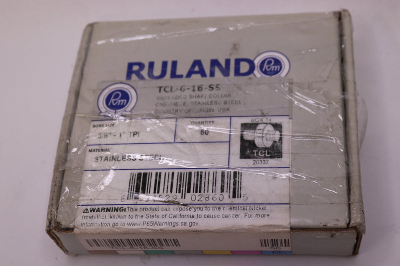 (10-Pk) Ruland Threaded Shaft Collar Stainless Steel 3/8" TCL-6-16-SS