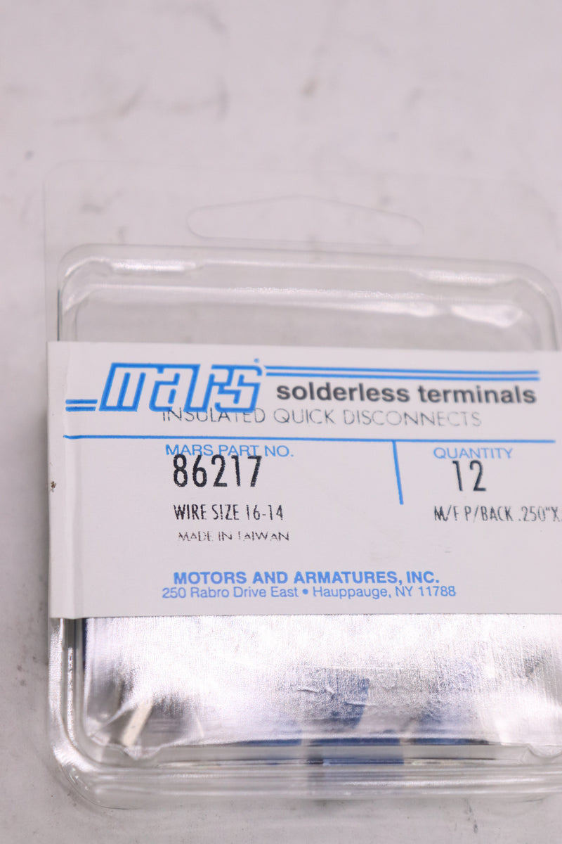 (12-Pk) Mars Solderless Terminals Insulated Quick Disconnect 16-14 AWG