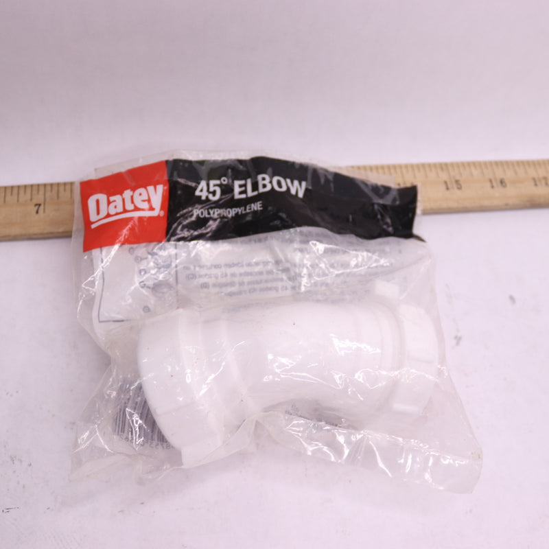 Oatey 45 Degree Double Slip-Joint Sink Drain Elbow Pipe White Plastic 1-1/2"