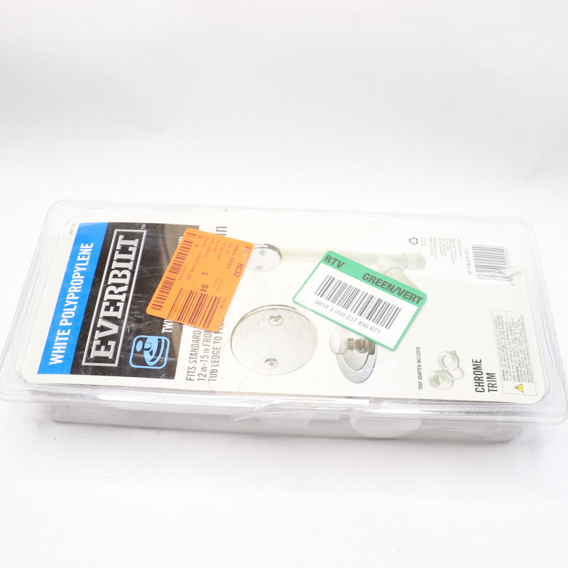 Everbilt Poly Pipe Bath Waste and Overflow Drain White Grey SH-7100-P-01021