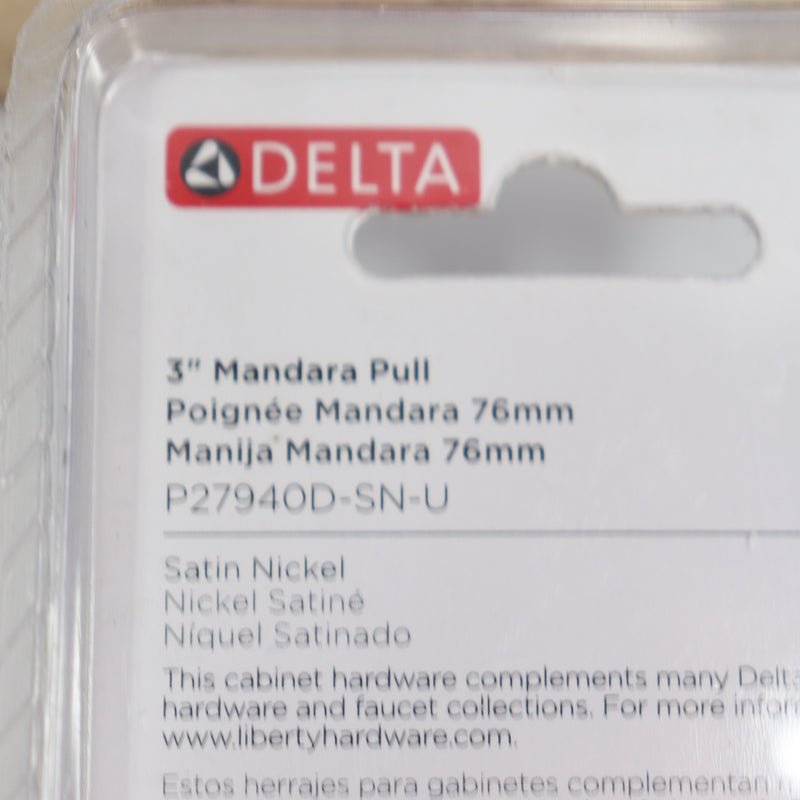 (2-Pk) Delta Cabinet Drawer Pull Satin Nickel 3" P27940D-SN-U