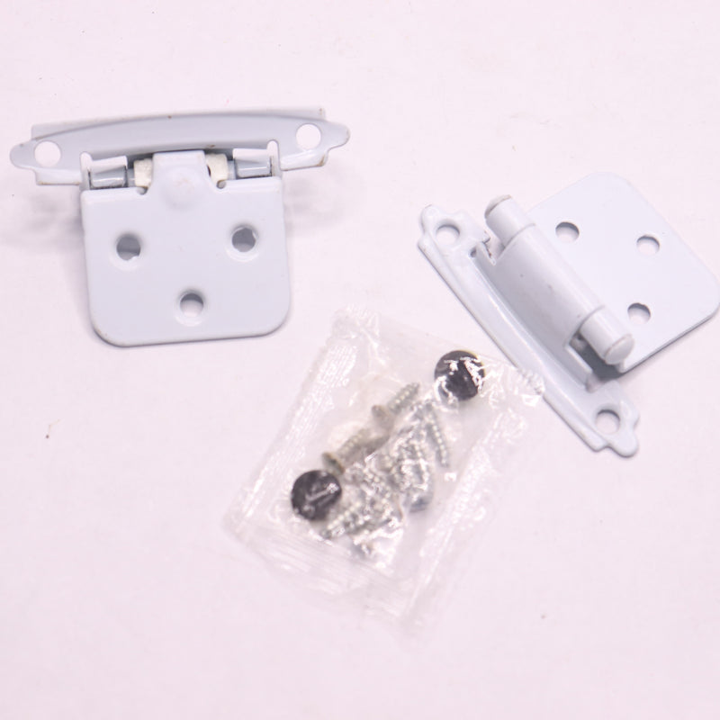 (2-Pk) Liberty Self-Closing Overlay Cabinet Hinge Steel Matte White 2.75"H