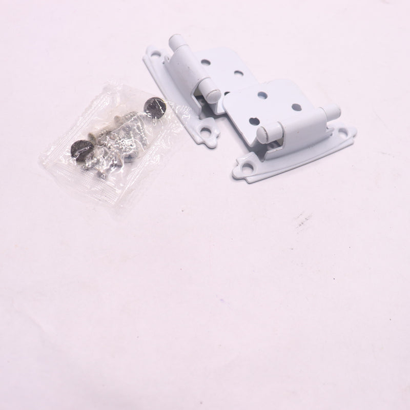 (2-Pk) Liberty Self-Closing Overlay Cabinet Hinge Steel Matte White 2.75"H