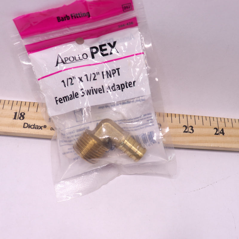 Apollopex Pex-B Barb x Female Swivel Adapter Brass 1/2" APXFB1212S