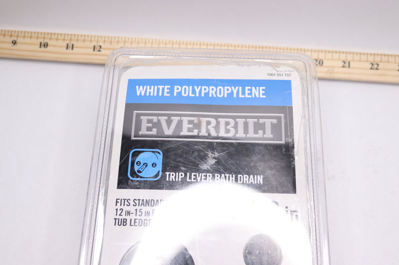 Everbilt Trip Lever Bath Waste & Overflow Drain Plastic White 1-1/2"