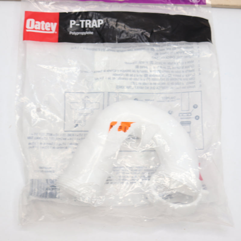 Oatey Sink Drain P-Trap Plastic White 1000 050 138 J-bend Pipe & 2 Nuts Only