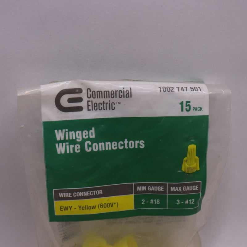 (15-Pk) Commercial Electric Winged Wire Connectors Yellow 18 Gauge 1002747501