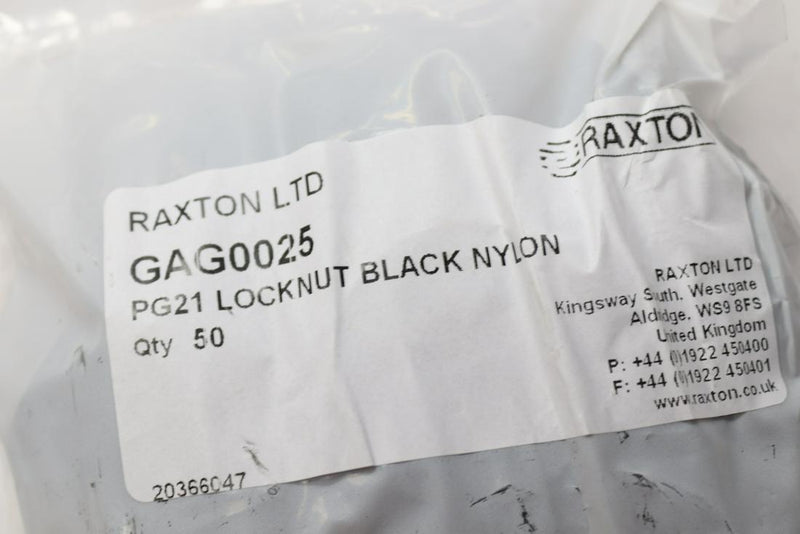 Raxton GAG0025 PG21 Nylon Locknut Black - 50 Pack