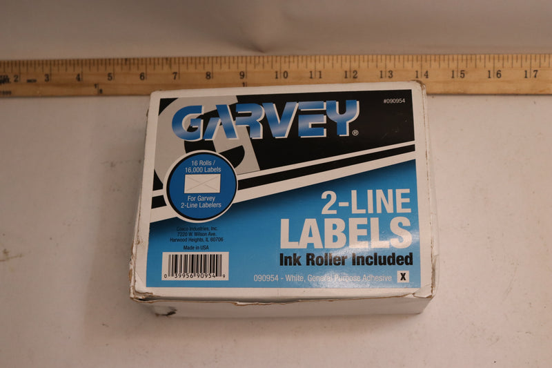 (16-Pk) Garvey Two-Line Labesl White 5/8" x 13/16" 090954