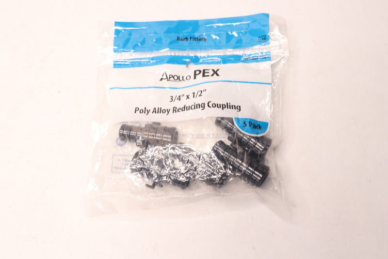 (5-Pk) Apollo Reducing Coupling Plastic PEX Black 3/4" x 1/2" PXPAC34125PK