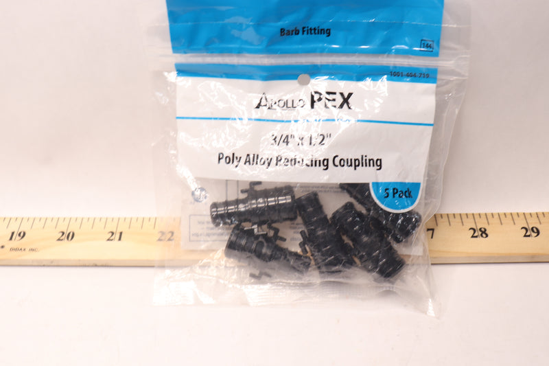 (5-Pk) Apollo Reducing Coupling Plastic PEX Black 3/4" x 1/2" PXPAC34125PK