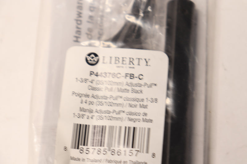 Liberty Adjustable Cabinet Pull Matte Black 3/8" - 4" P44376C-FB-C