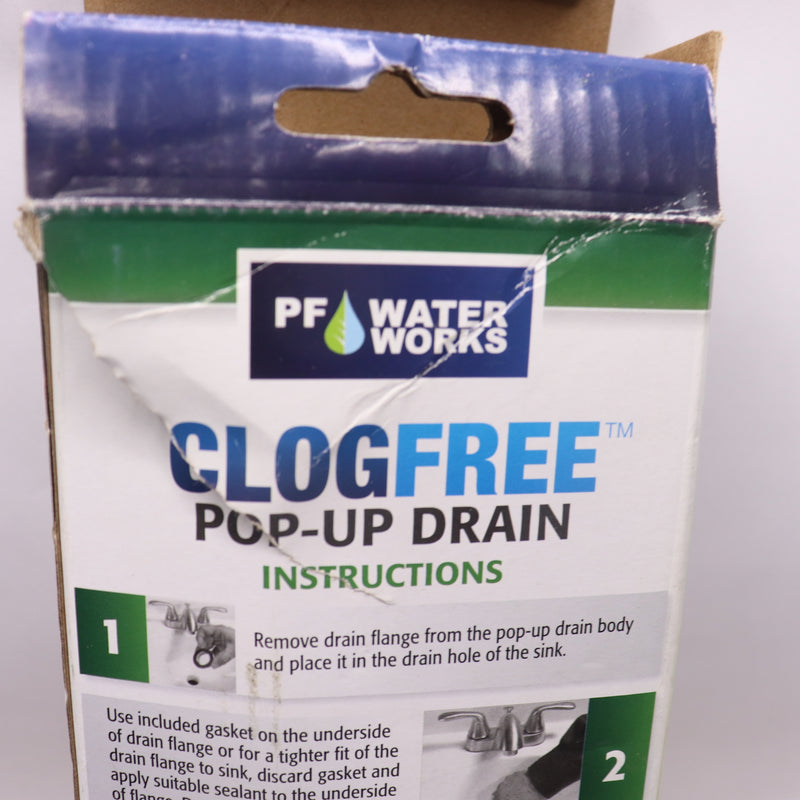 PF Waterworks Patented Pop Up Drain Chrome 1.25&quot; PF0324-CH-TR