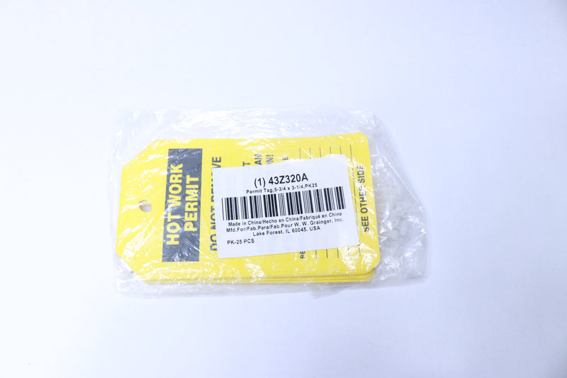 (1) 43Z320 Pvc Permit Tag Yellow 5-3/4" X 3-1/4" 25-Pack