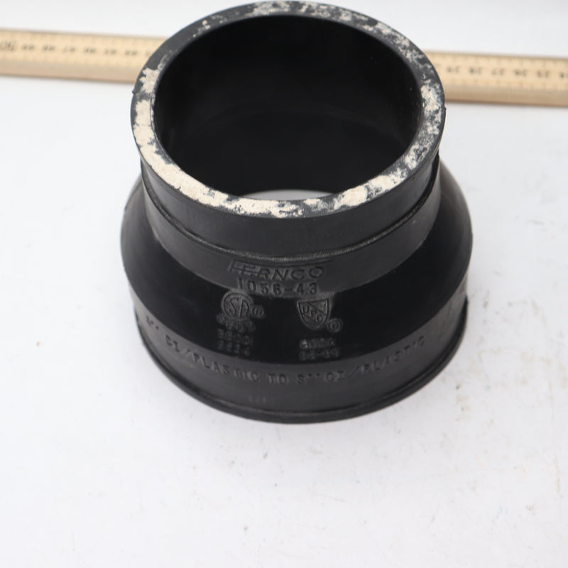Fernco Mechanical Flexible Coupling PVC Black 4" x 3" 1056-43 - No Rings