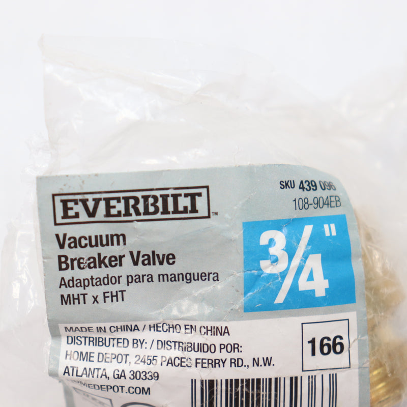 Everbilt Vacuum Breaker Valve Brass 3/4" 108-904EB