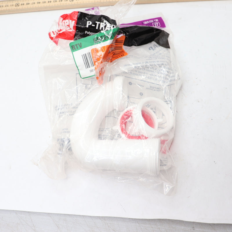 Oatey Sink Drain P-Trap White Plastic 1-1/2" HDC9704B - Missing Wall Tube