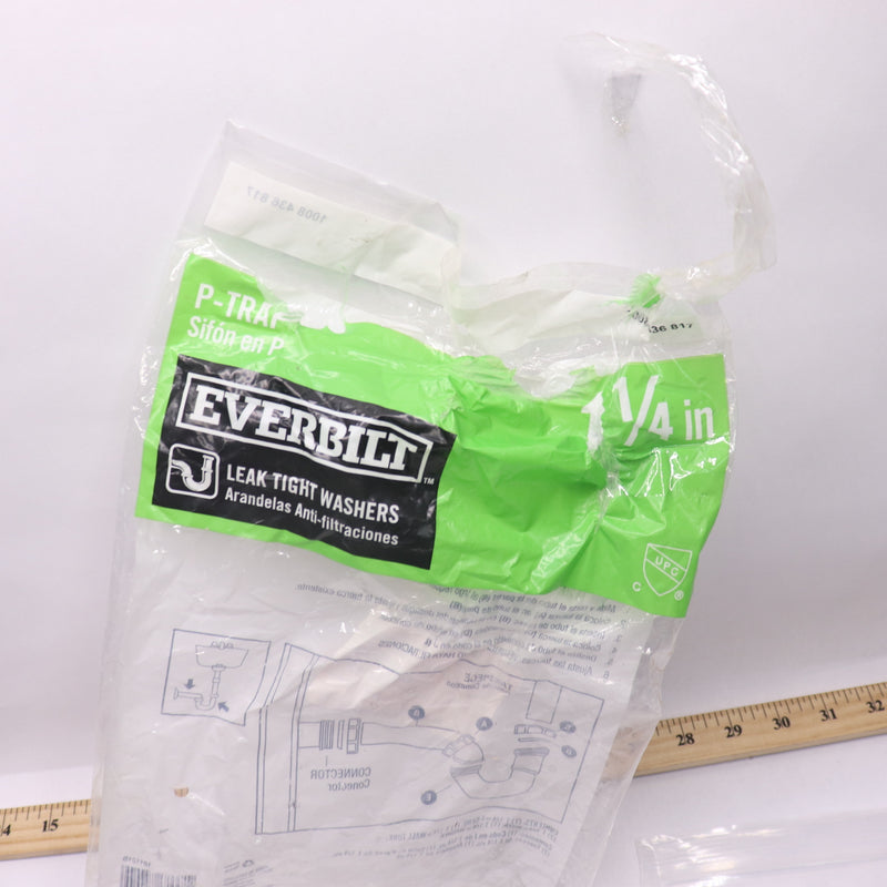 Everbilt P-Trap Leak Tight Washers Pipe Drain Kit Plastic 1-1/4" 1008436817