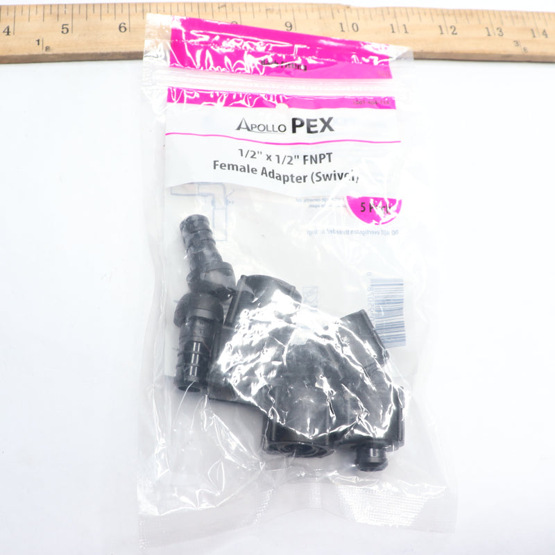 (5-Pk) Apollo PEX-B Barb x Female Swivel Adapter Plastic 1/2" 1001-404-714
