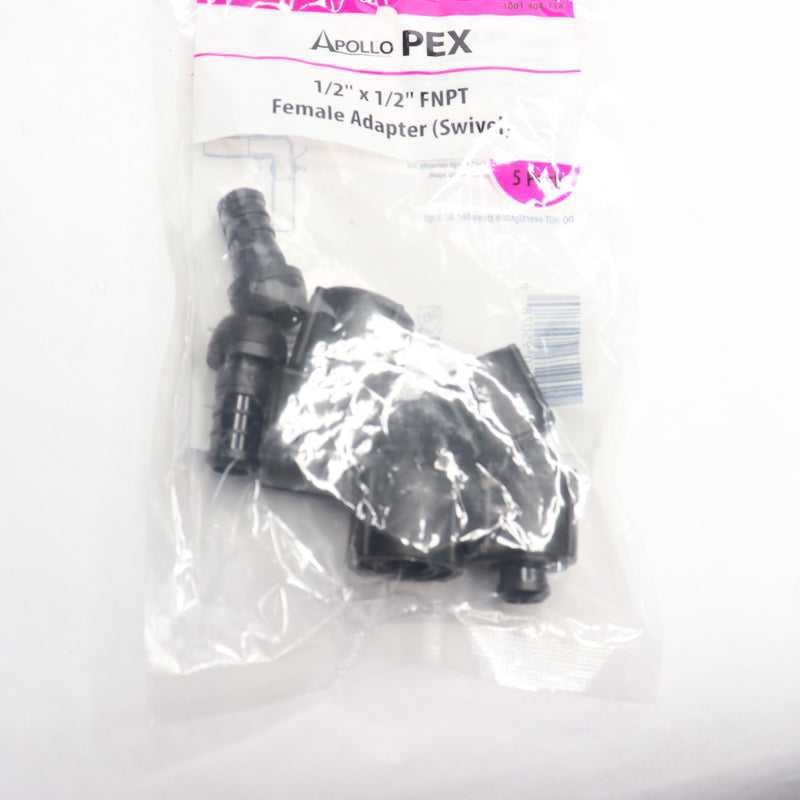 (5-Pk) Apollo PEX-B Barb x Female Swivel Adapter Plastic 1/2" 1001-404-714