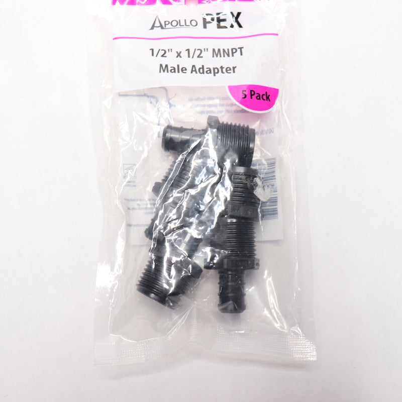 (5-Pk) Apollo Hose Fittings Plastic PEX White 1/2" PXPAM125PK