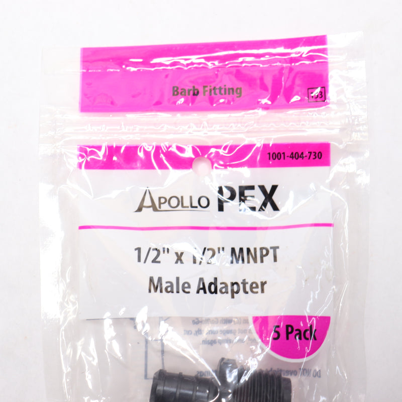 (5-Pk) Apollo Hose Fittings Plastic PEX White 1/2" PXPAM125PK