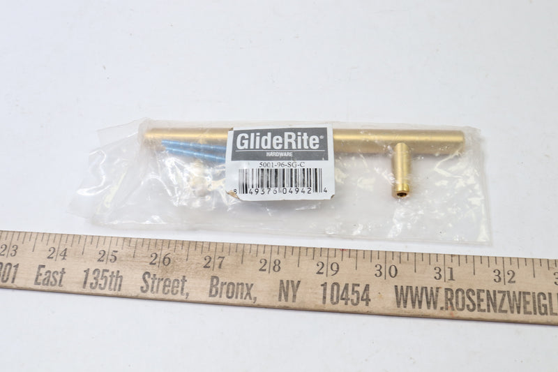 GlideRite Solid Steel Bar Pull Satin Gold 3-3/4" CC 6-1/8" 5001-96-SG