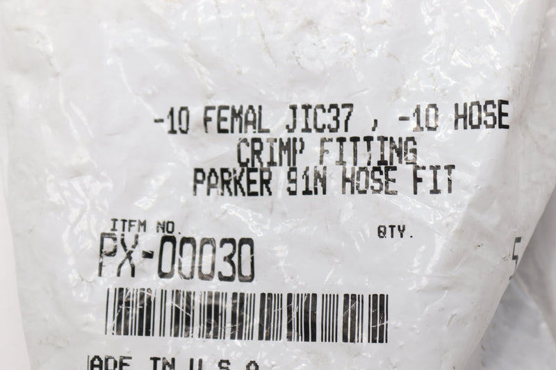 (1) PX-00030 Female JIC37 Hose Crimp Fitting 9" 5-Pack