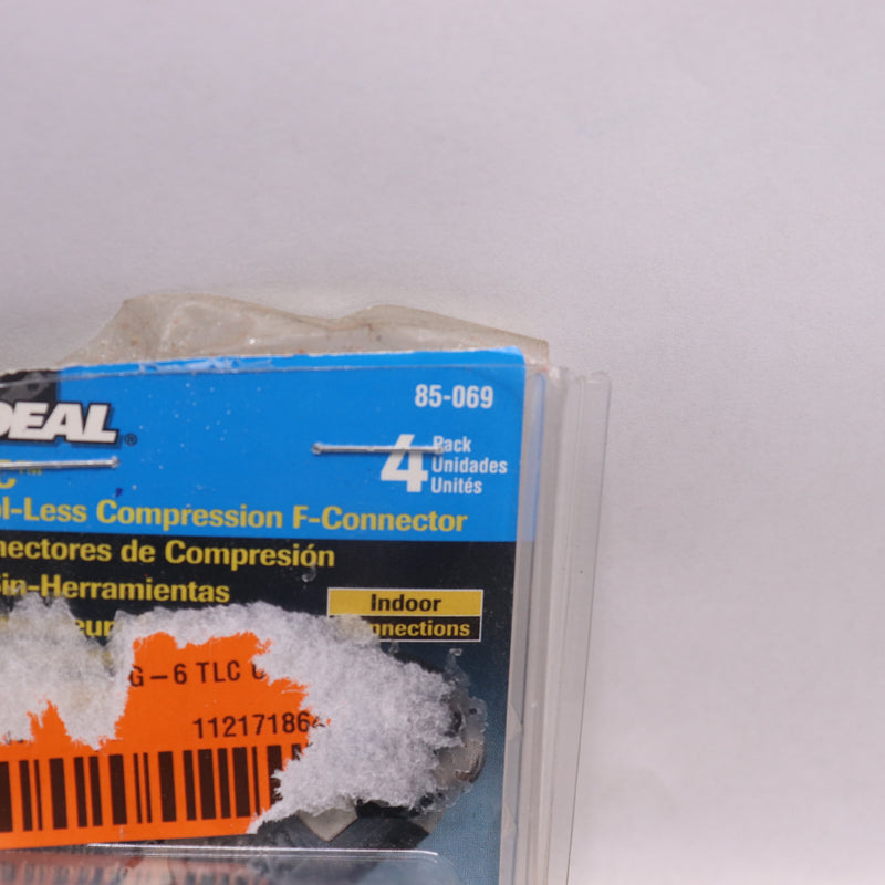 (4-Pk) Ideal Tool Less Compression Push-On F-Connectors Nickel Gray 85-069