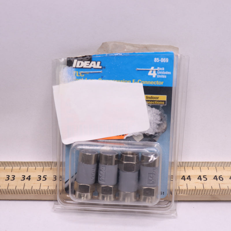 (4-Pk) Ideal Tool Less Compression Push-On F-Connectors Nickel Gray 85-069