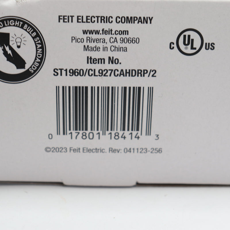 (2-Pk) Feit Electric E26 Vintage Edison LED Light Bulb Soft White 2700K