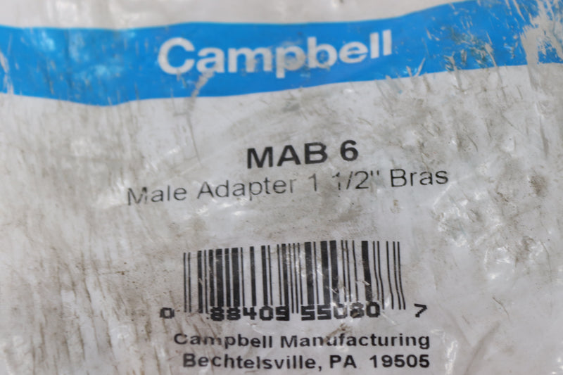 Campbell Barbed Adapter Brass 1-1/2" Male MAB 6