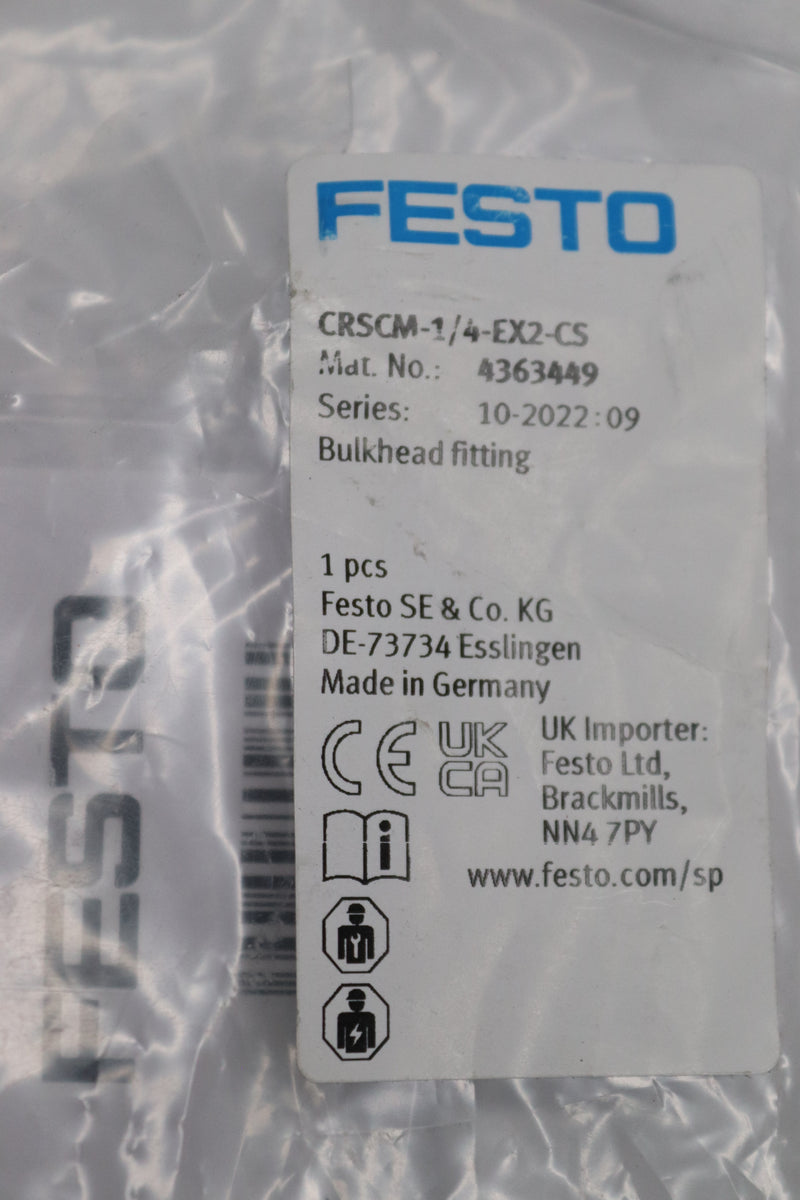 Festo Bulkhead Fitting CRSCM-1/4-EX2-CS